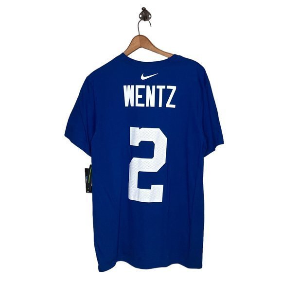 New Nike Men's M Blue Indianapolis Colts #2 Carson Wentz The‎ Nike Tee Shirt - Picture 1 of 3